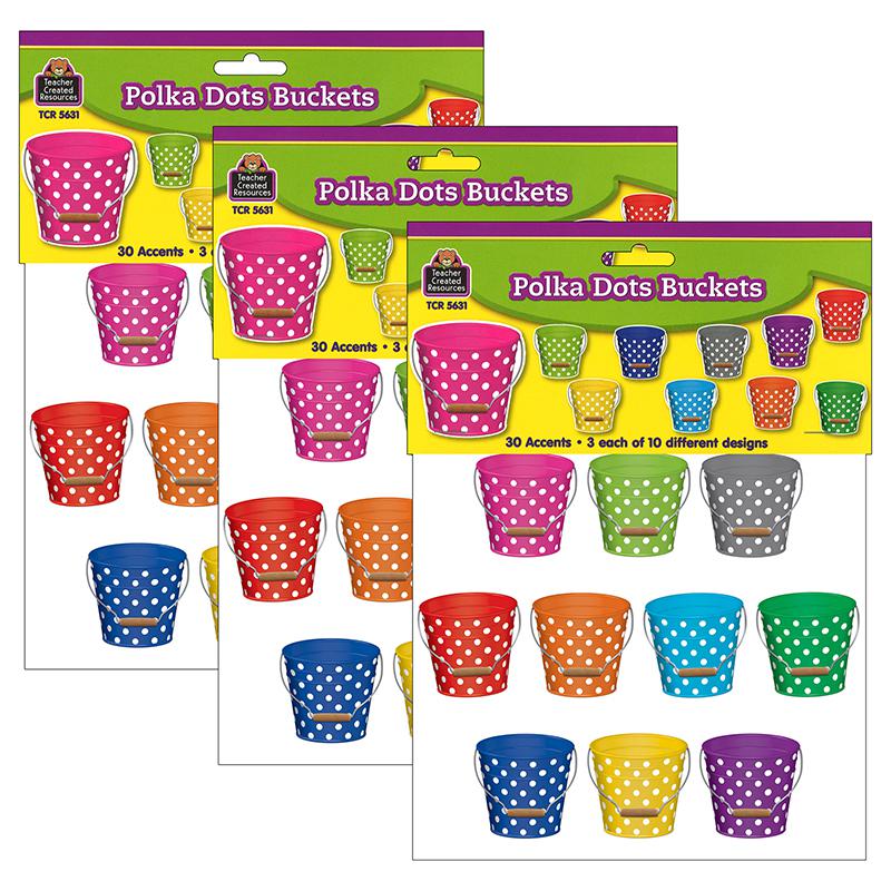 Polka Dots Buckets Accents, 30 Per Pack, 3 Packs. Picture 2