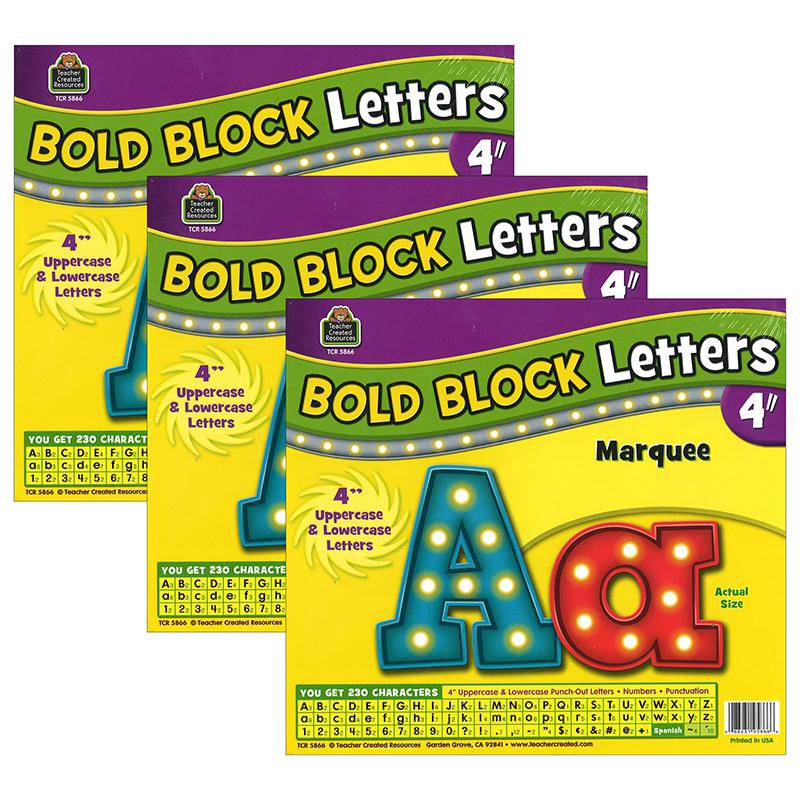 Marquee Bold Block 4" Letters Combo Pack, 230 Pieces Per Pack, 3 Packs. Picture 2