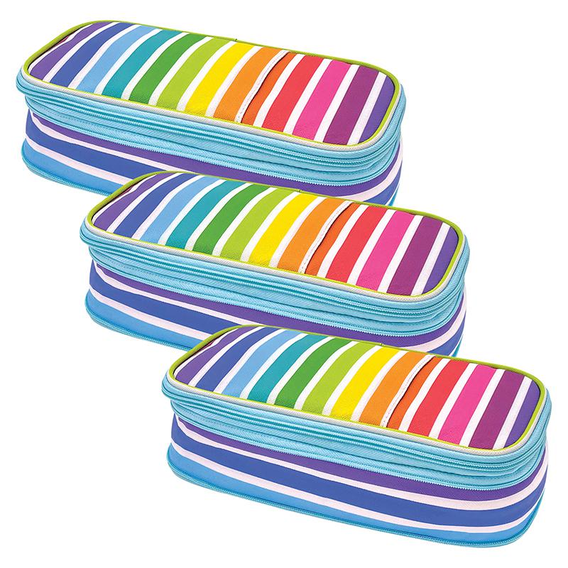 Colorful Stripes Pencil Case, Pack of 3. Picture 2