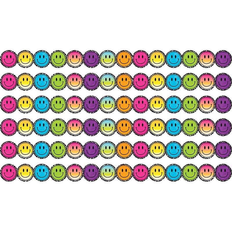 Brights 4Ever Smiley Faces Die-Cut Border Trim, 35 Feet Per Pack, 6 Packs. Picture 2