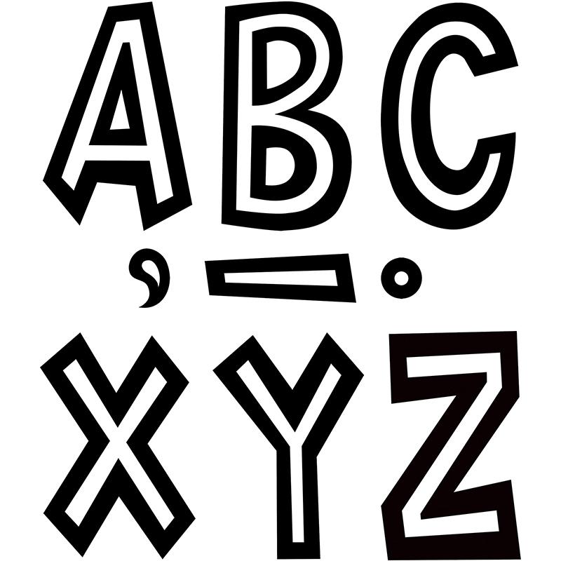 Black and White 7" Fun Font Letters, 120 Per Pack, 2 Packs. Picture 2