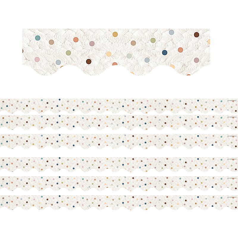 Everyone is Welcome Dots Scalloped Border Trim, 35 Feet Per Pack, 6 Packs. Picture 2