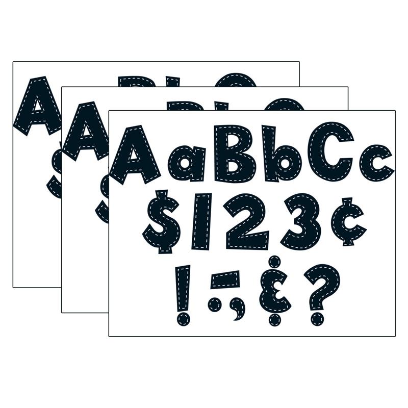 4" Fun Font Letters, Black Stitch, 160 Pieces Per Pack, 3 Packs. Picture 2