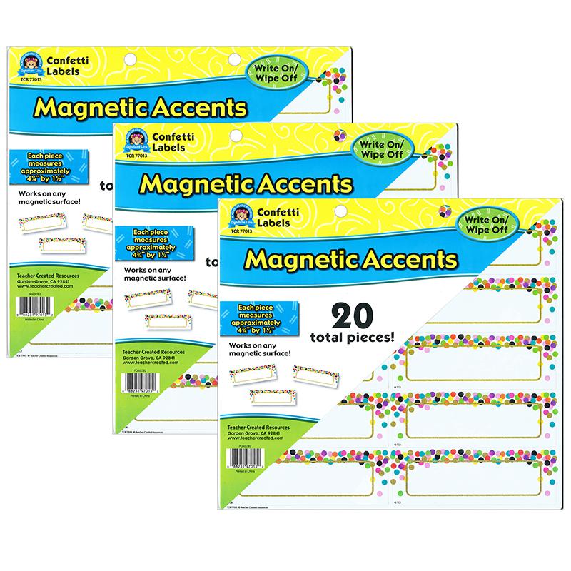 Confetti Labels Magnetic Accents, 20 Per Pack, 3 Packs. Picture 2