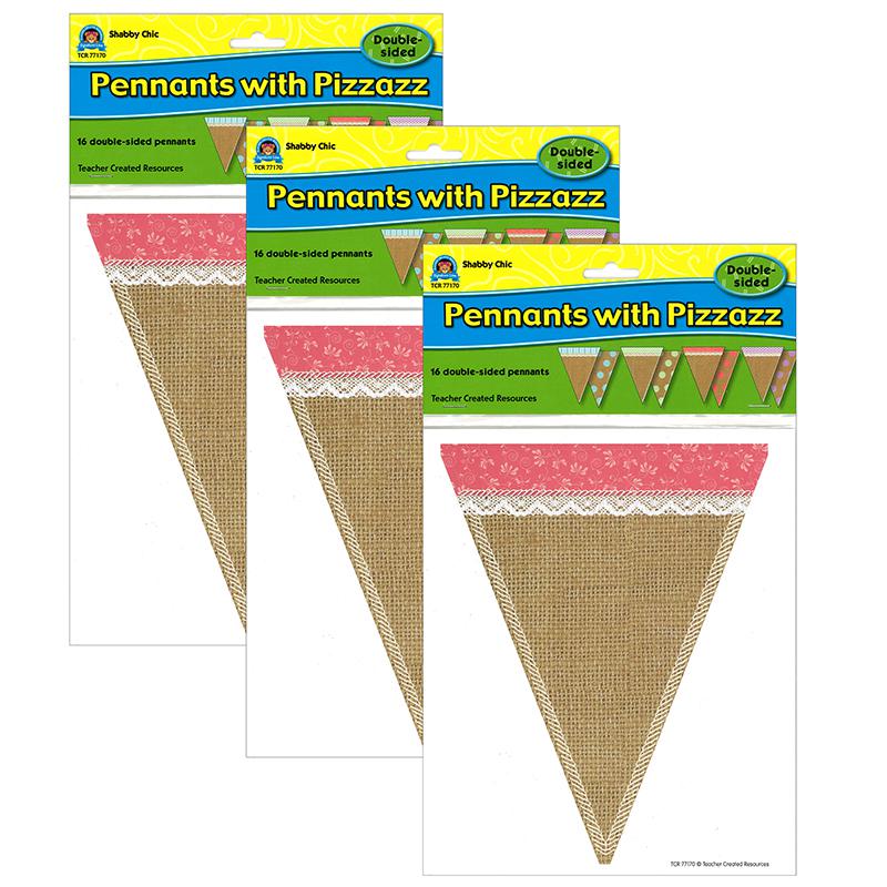 Shabby Chic Double-Sided Pennants, 16 Per Pack, 3 Packs. Picture 2