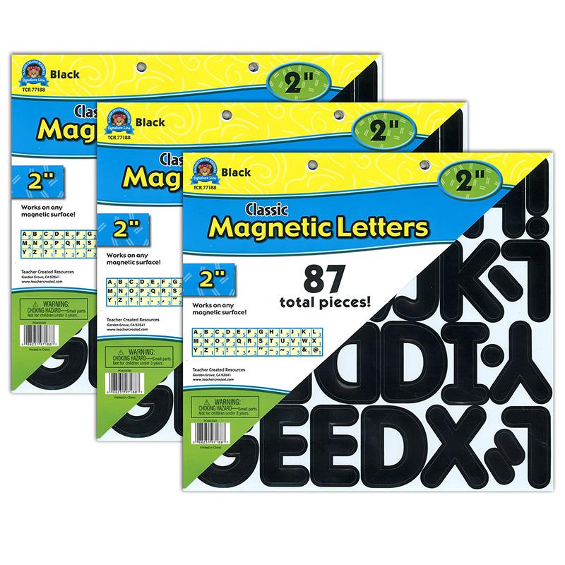 Black Classic 2" Magnetic Letters, 87 Pieces Per Pack, 3 Packs. Picture 2
