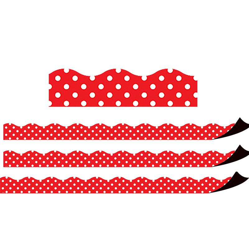 Red Polka Dots Magnetic Border, 24 Feet Per Pack, 3 Packs. Picture 2