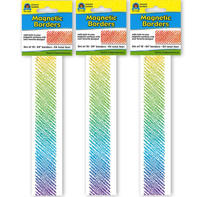 Colorful Scribble Magnetic Border, 24 Feet Per Pack, 3 Packs. Picture 2