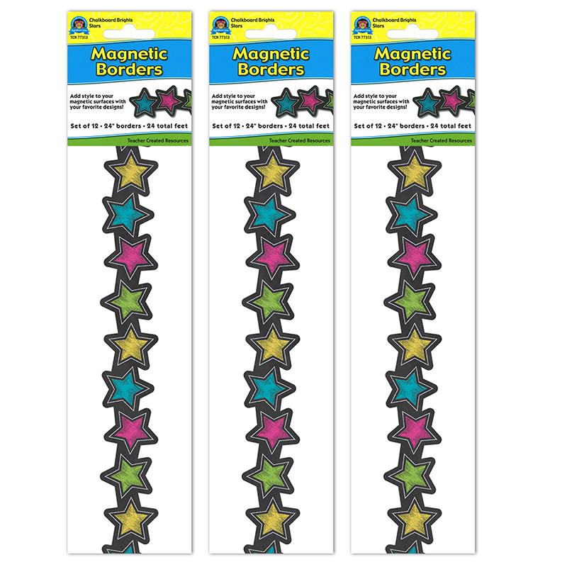 Chalkboard Brights Stars Magnetic Border, 24 Feet Per Pack, 3 Packs. Picture 2