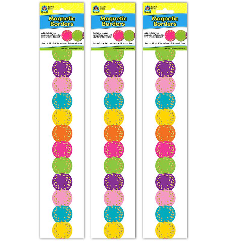 Confetti Circles Die-Cut Magnetic Border, 24 Feet Per Pack, 3 Packs. Picture 2