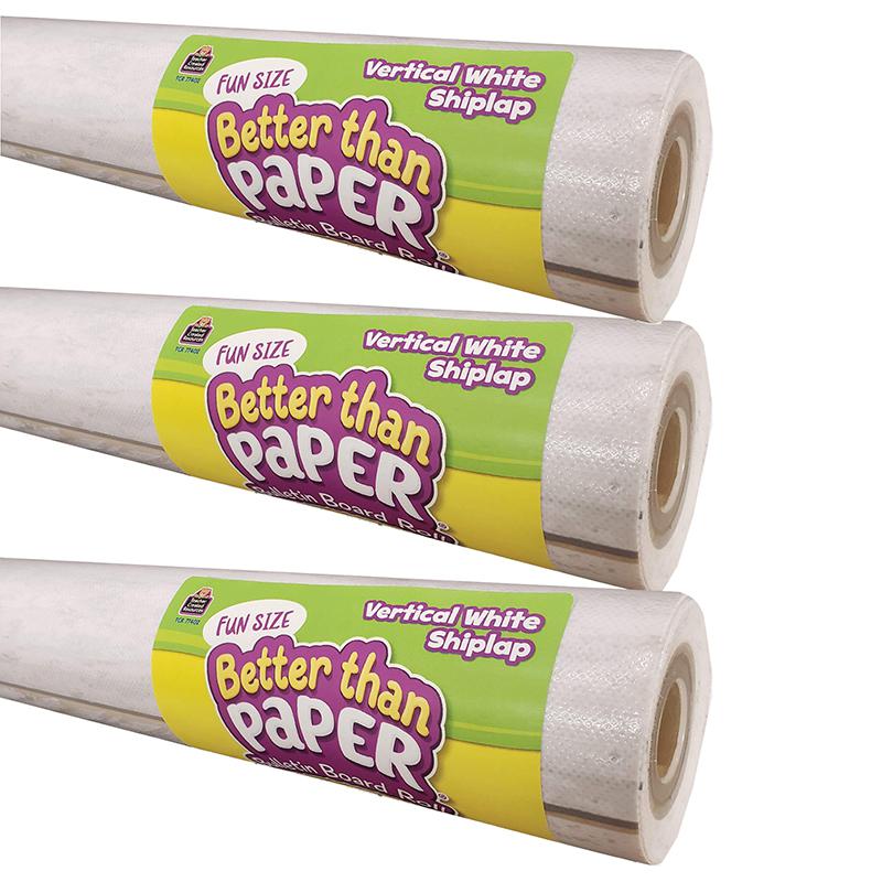 Fun Size Better Than Paper Bulletin Board Roll, Vertical White Shiplap Pack of 3. Picture 2