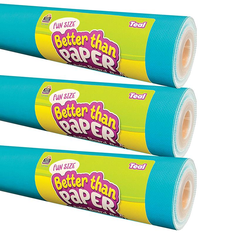 Fun Size Better Than Paper Bulletin Board Roll, 18" x 12', Teal, Pack of 3. Picture 2
