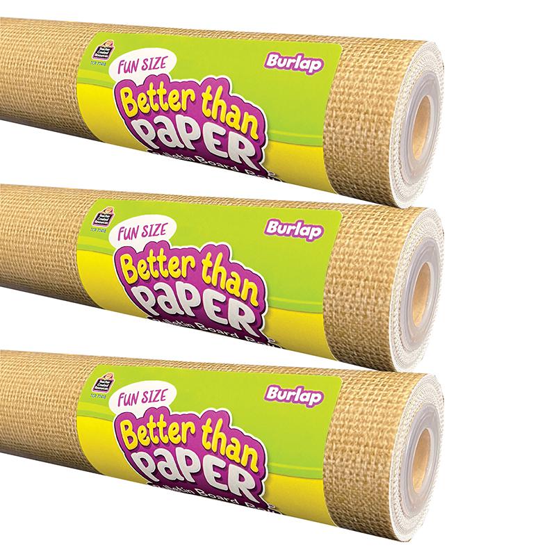 Fun Size Better Than Paper Bulletin Board Roll, 18" x 12', Burlap, Pack of 3. Picture 2