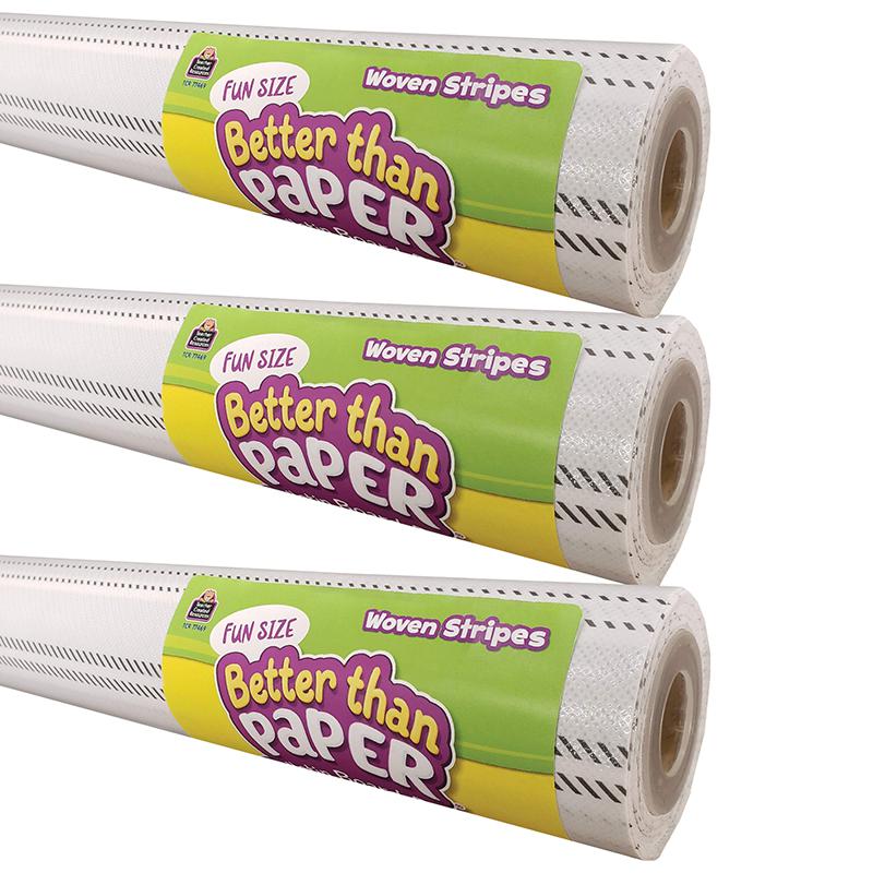 Fun Size Better Than Paper Bulletin Board Roll, Woven Stripes, Pack of 3. Picture 2