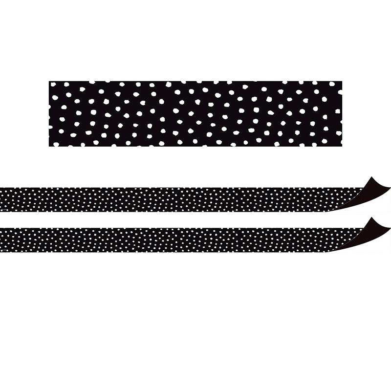 Black with White Painted Dots Magnetic Border, 24 Feet Per Pack, 2 Packs. Picture 2