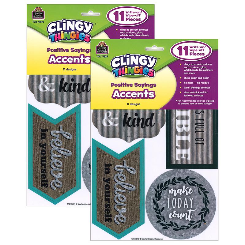 Clingy Thingies Positive Sayings Accents, 11 Pieces Per Pack, 2 Packs. Picture 2