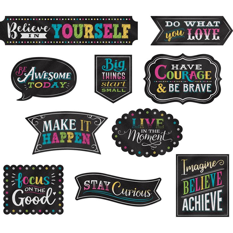 Chalkboard Brights Clingy Thingies Positive Sayings, 10 Per Pack, 2 Packs. Picture 2