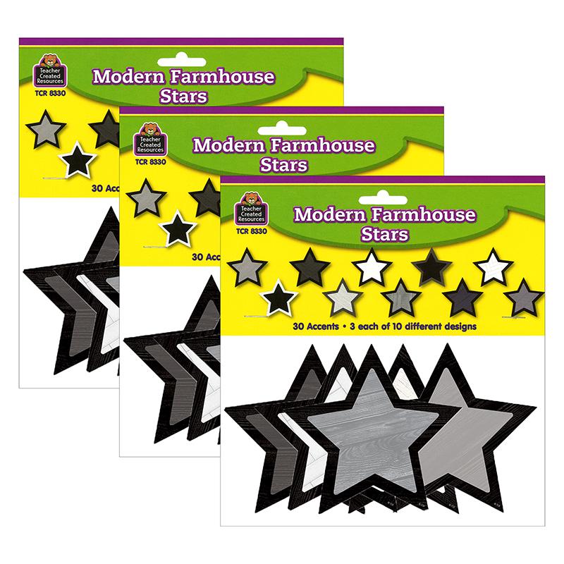 Modern Farmhouse Stars Accents, 30 Per Pack, 3 Packs. Picture 2