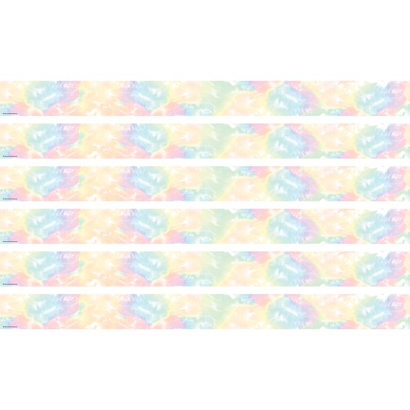 Pastel Pop Tie-Dye Straight Border Trim, 35 Feet Per Pack, 6 Packs. Picture 2