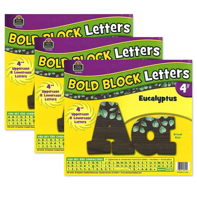 Eucalyptus 4" Bold Block Letters Combo Pack, 230 Per Pack, 3 Packs. Picture 2