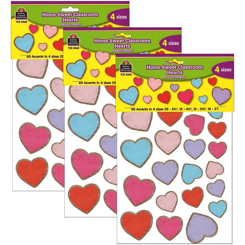 Home Sweet Classroom Hearts Accents, Assorted Sizes, 60 Per Pack, 3 Packs. Picture 2
