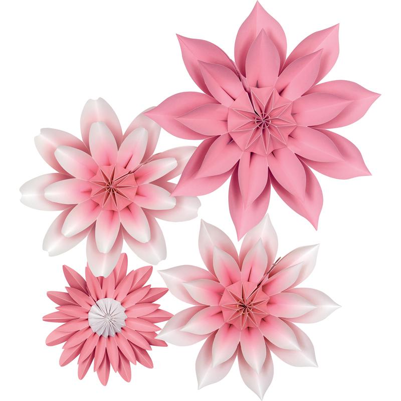 Pink Blossoms Paper Flowers, Pack of 4. Picture 2