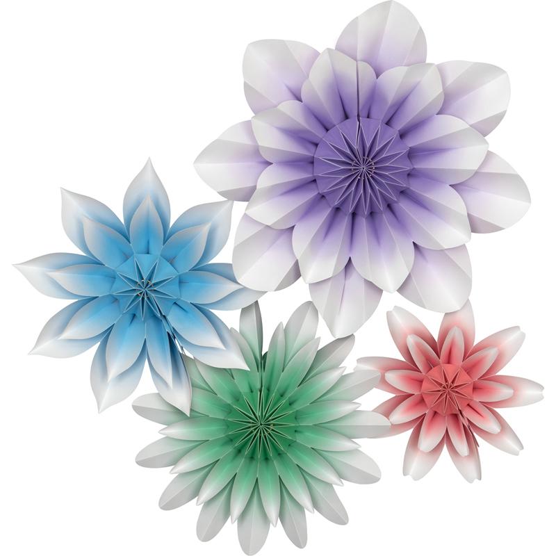 Floral Bloom Paper Flowers, Pack of 4. Picture 2