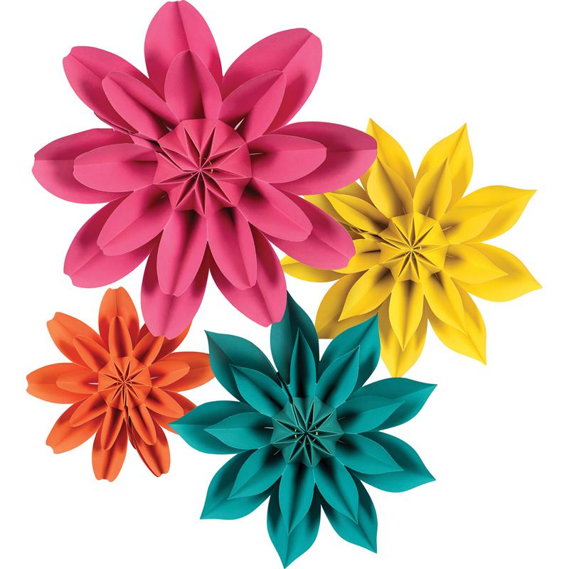 Beautiful Brights Paper Flowers, Pack of 4. Picture 2