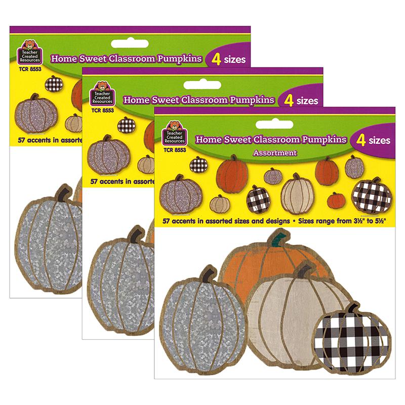 Home Sweet Classroom Pumpkins Accents, Assorted Sizes, 57 Per Pack, 3 Packs. Picture 2