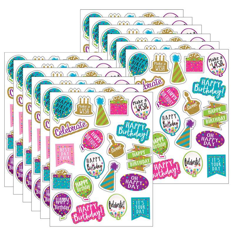 Confetti Happy Birthday Stickers, 120 Per Pack, 12 Packs. Picture 2