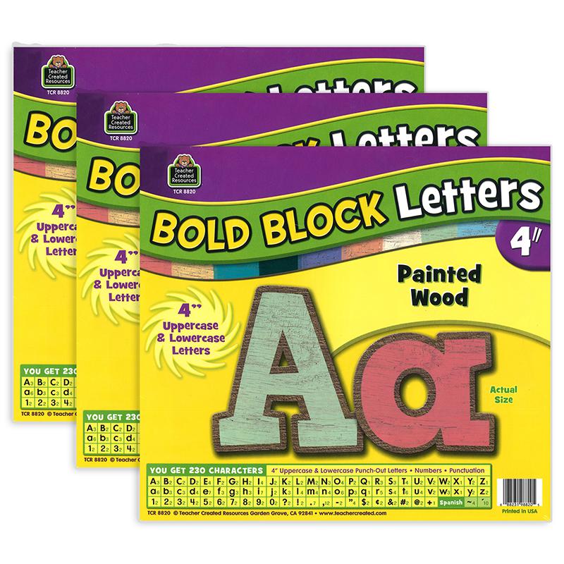 Painted Wood Design Bold Block 4" Letters Pack, 230 Characters Per Pack, 3 Packs. Picture 2