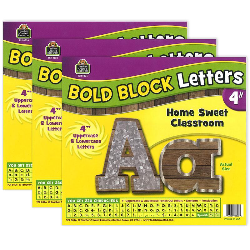 Home Sweet Classroom Bold Block 4" Letters Pack, 230 Characters Per Pack 3 Packs. Picture 2
