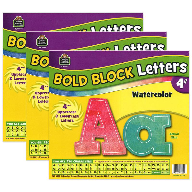 Watercolor Bold Block 4" Letters Combo Pack, 3 Packs. Picture 2