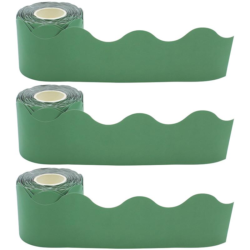 Eucalyptus Green Scalloped Rolled Border Trim, 50 Feet Per Roll, Pack of 3. Picture 2