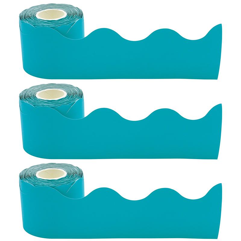 Teal Scalloped Rolled Border Trim, 50 Feet Per Roll, Pack of 3. Picture 2