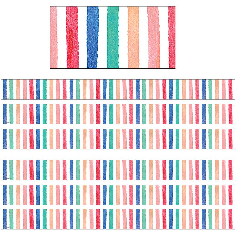 Watercolor Stripes Border Trim, 35 Feet Per Pack, 6 Packs. Picture 2