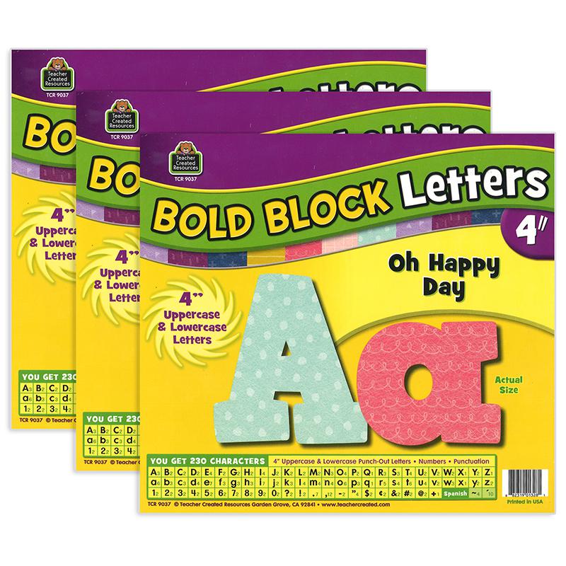 Oh Happy Day Bold Block 4" Letters Combo Pack, 230 Pieces Per Pack, 3 Packs. Picture 2