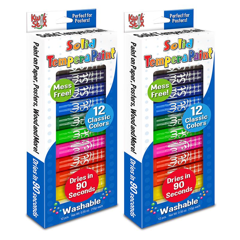 Solid Tempera Paint Sticks, Classic Colors, 12 Per Pack, 2 Packs. Picture 2