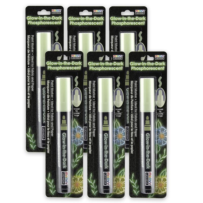 Glow In The Dark Green Fabric Marker, Pack of 6. Picture 2
