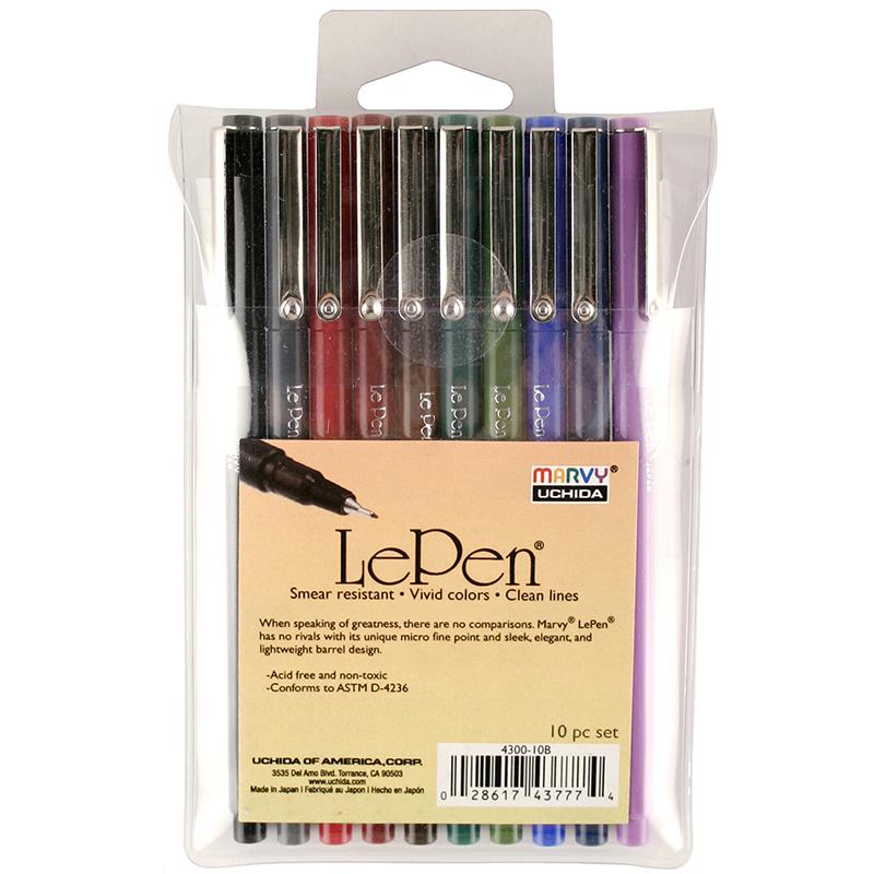 LePen Micro-Fine Point Pen, Dark, 10 Colors. Picture 2
