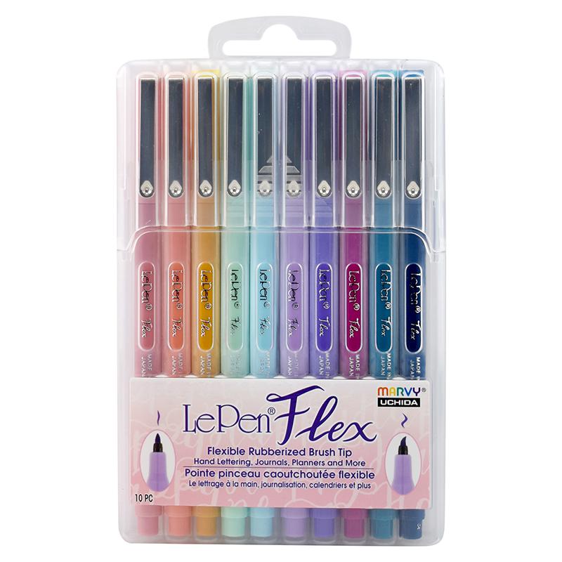LePen Flex Marker, Brush Tip, Pastel, 10 Colors. Picture 2