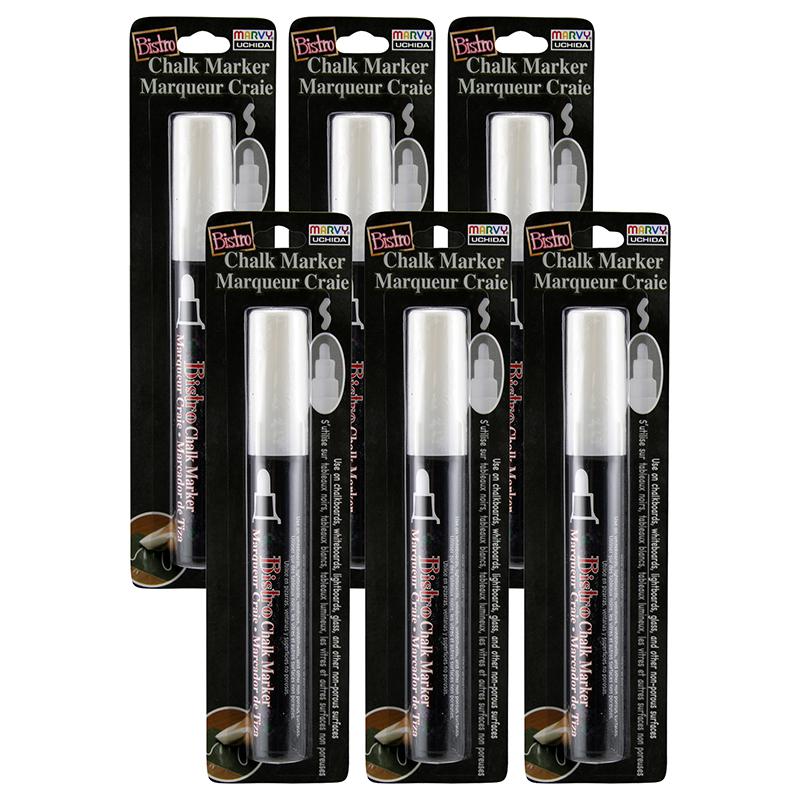 Bistro White Chalk Marker, Broad Tip, Pack of 6. Picture 2