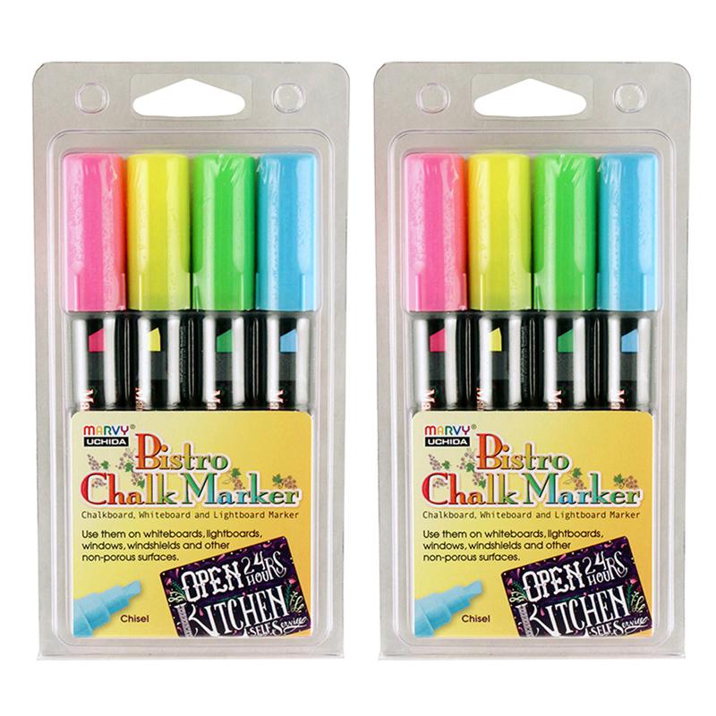 Broad Point Chalk Marker Chisel Tip Set 4H, 4 Per Pack, 2 Packs. Picture 2
