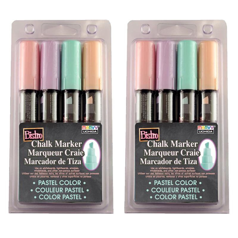 Bistro Chalk Markers, Chisel Tip 4-Color Set, 2 Sets. Picture 2