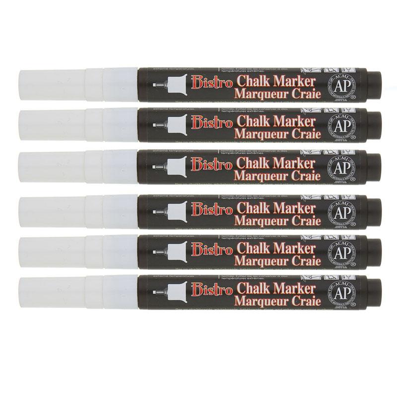 Bistro Single White Marker, Extra Fine Tip, Pack of 6. Picture 2