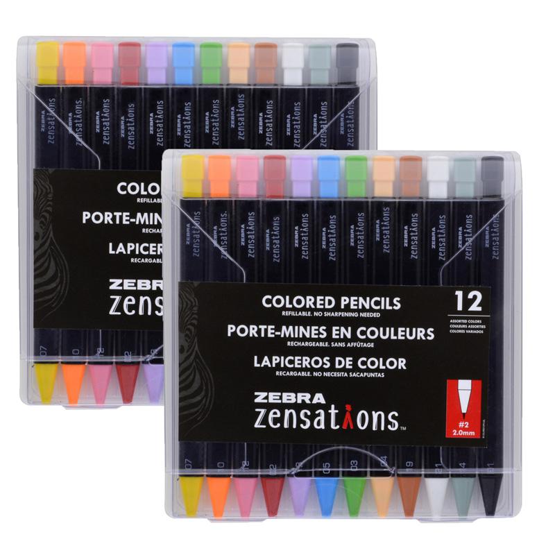Refillable Mechanical Colored Pencils, 12 Per Pack, 2 Packs. Picture 2