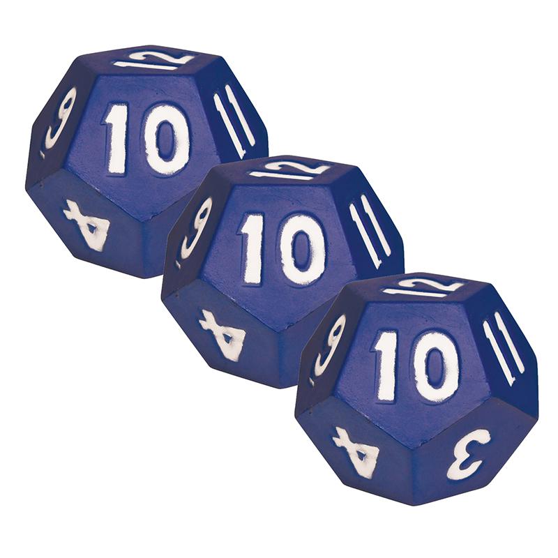 12-Sided Die - Demonstration Size - Pack of 3. Picture 1