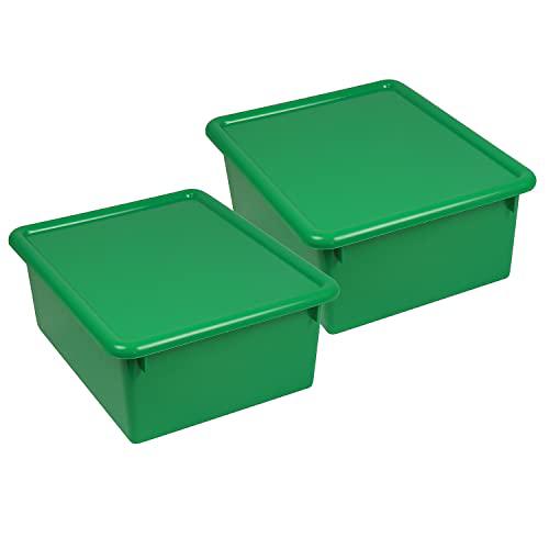 Stowaway 5" Letter Box with Lid, Green, Pack of 2. Picture 1