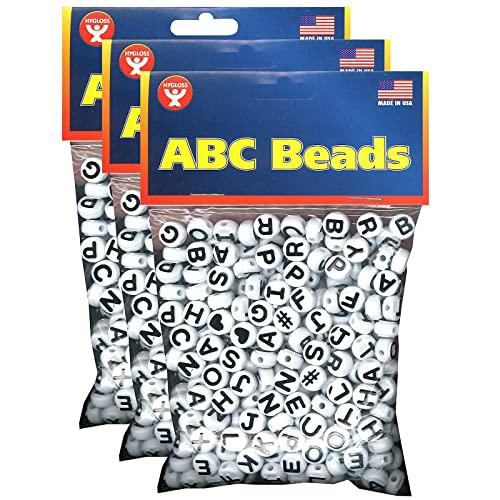 ABC Beads, Black and White, 300 Per Pack, 3 Packs. Picture 1