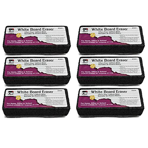 Whiteboard Eraser, Felt/Foam, Gray and Black, Pack of 6. Picture 1
